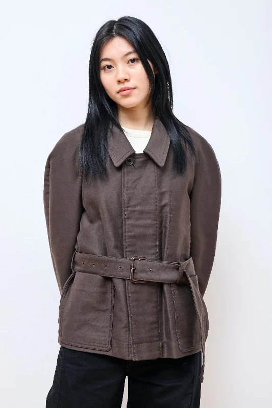 Belted Two Pocket Jacket Dark Brown Chic Oversized Blazer