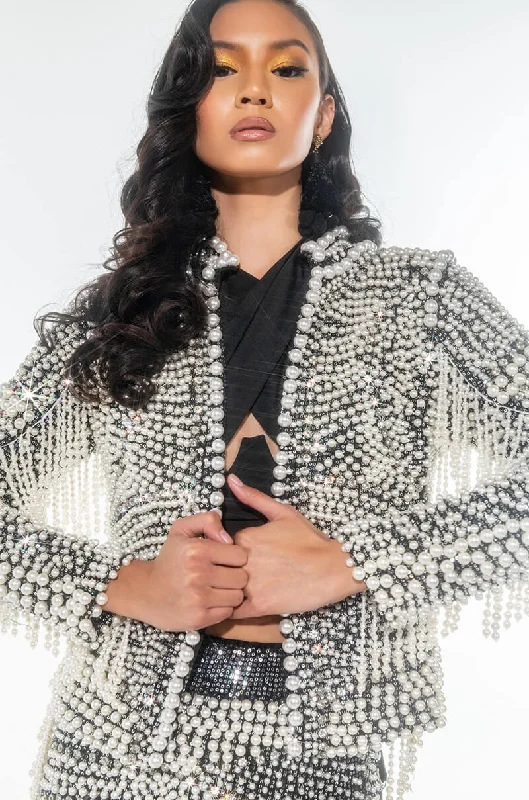 LUXE ALL OVER PEARL ALIX JACKET Cardigan Sweater Pullover
