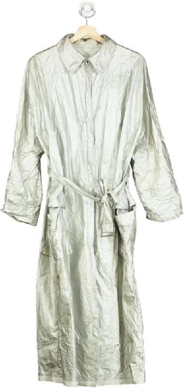 Maison Margiela Silver Crinkled Oversized Coat One Size Stylish Bomber Jacket
