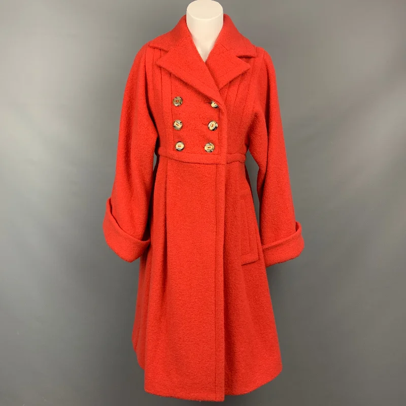 MARC by MARC JACOBS Size S Orange Textured Wool Coat Hooded Caped Scarf