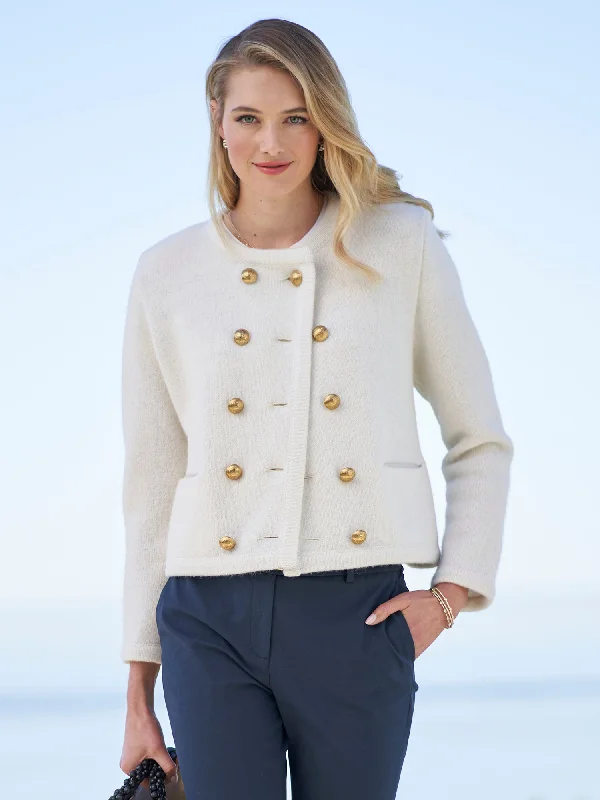 Marie Double Breasted Soft Wool Cardigan Mesh Jacket Canvas Jacket Denim Jacket