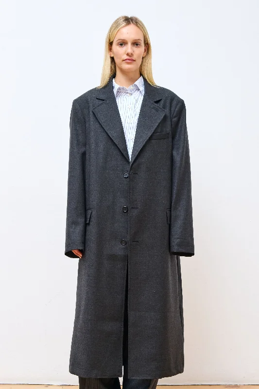 Evening Coat Dark Grey Sleek Leather Jacket