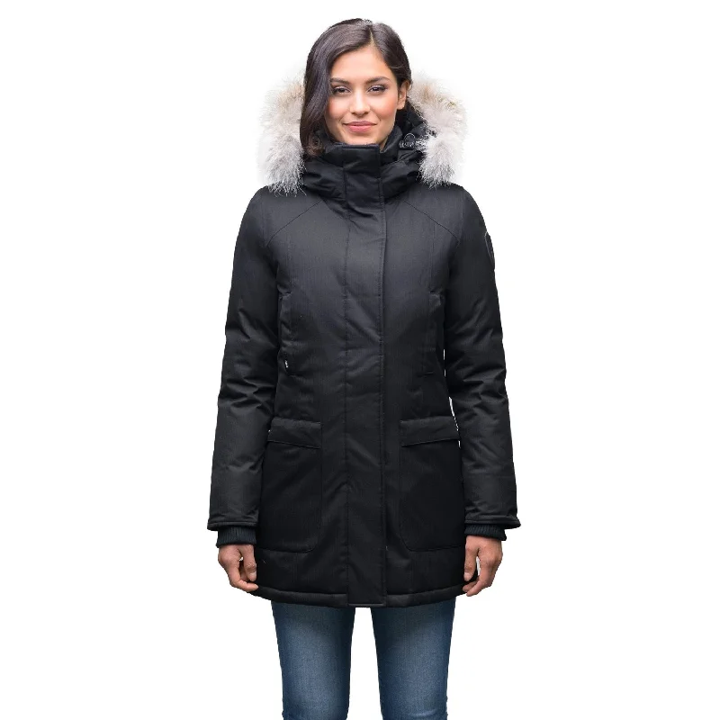 Carla Women's Parka Black Fitted Faux Suede Blazer