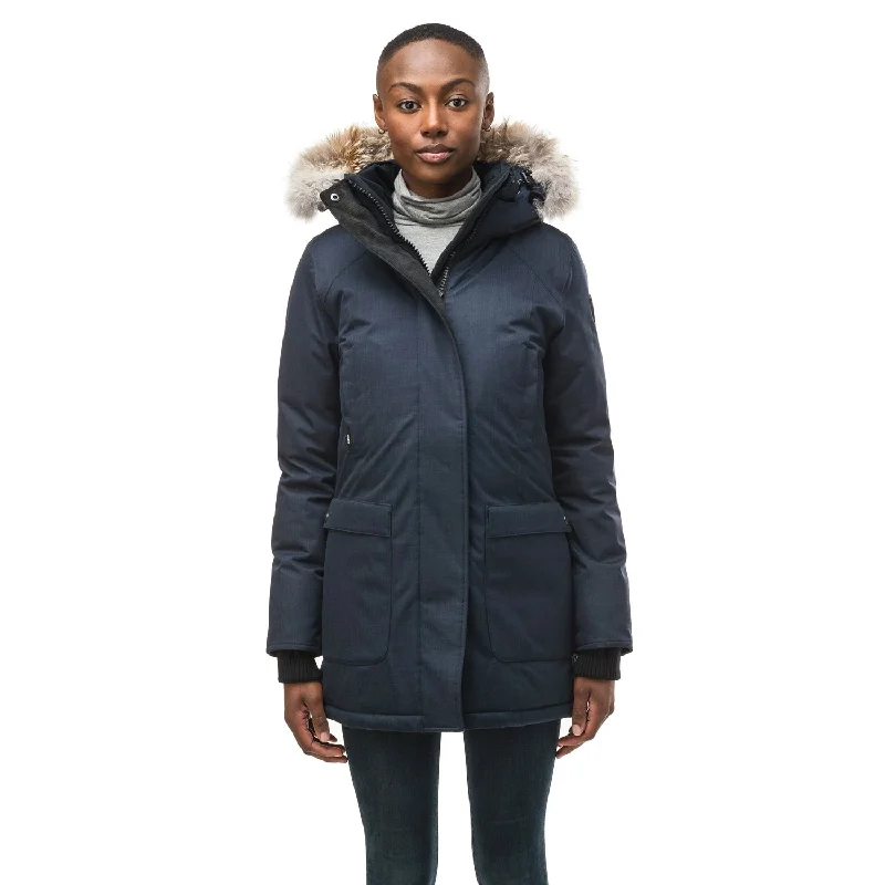 Carla Women's Parka Navy Reversible Quilted Jacket