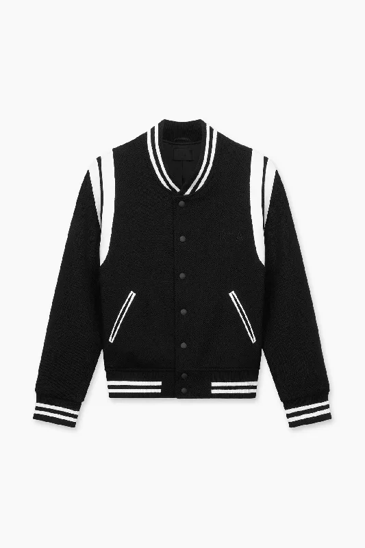 OPHELIE VARSITY JACKET | BLACK Stretch Fit Moto Jacket