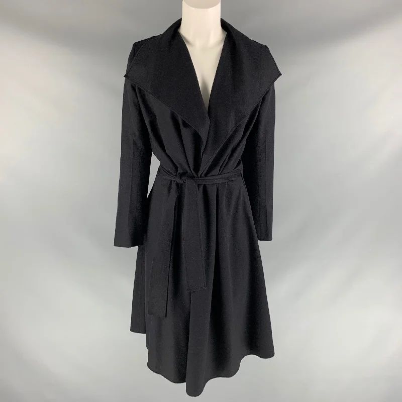 ORSON+BODIL Size 6 Black Wool Solid Coat Crew Neck V-Neck Boat Neck