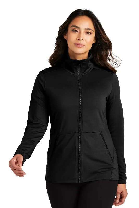 Port Authority Womens Accord Stretch Moisture Wicking Fleece Full Zip Jacket - Black Elegant Wool Jacket