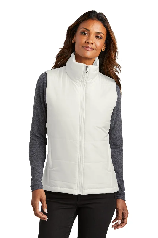 Port Authority Womens Water Resistant Full Zip Puffer Vest - Marshmallow White Fuzzy Sherpa Pullover