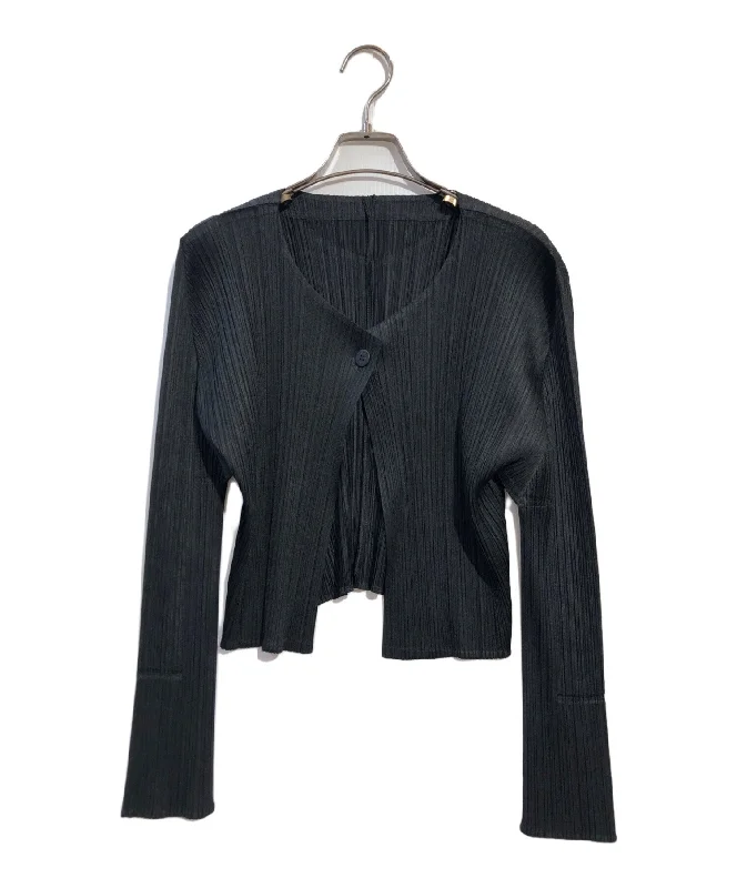 [Pre-owned] PLEATS PLEASE Pleated collarless jacket PP01-J0171 Satin Jacket Silk Jacket Chiffon Jacket
