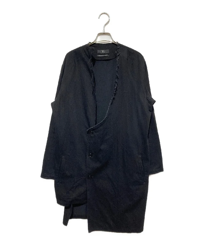 [Pre-owned] Y's DENIM HOLE EMBROIDERY NO COLLAR JACKET YZ-J12-011 Tiered Jacket Buttoned Jacket Zippered Jacket