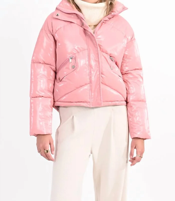 Puffer Down Jacket In Pink Faux Fur Jacket Real Fur Jacket Shearling Jacket
