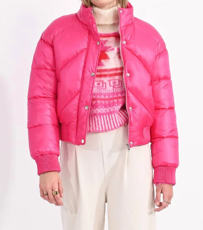 Puffer Jacket In Fuchsia Pink Rayon Jacket Velvet Jacket Corduroy Jacket