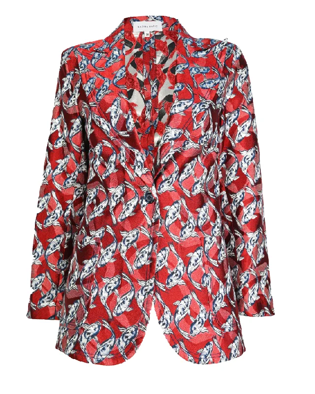 Red Koi Jacket Vintage Suede Jacket