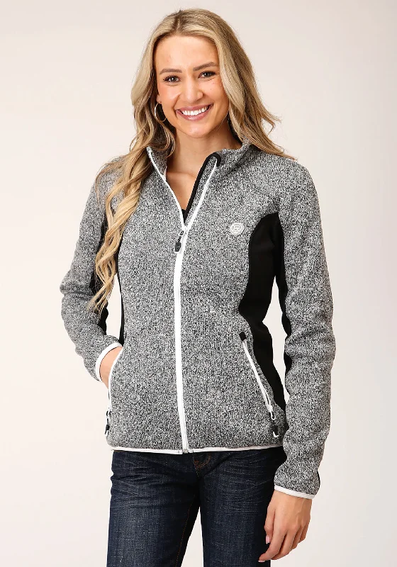 Roper Womens Charcoal/Black Polyester Fleece Knit Jacket Relaxed Utility Shacket