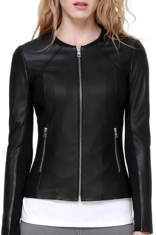 Rylee Leather Jacket Bold Color Block Coat
