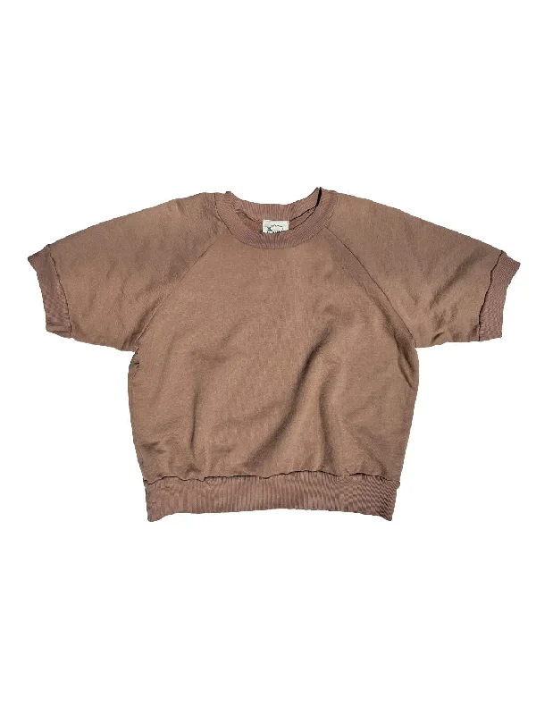 Short Sleeve Sweatshirt in Clay Pastel Wool Peacoat