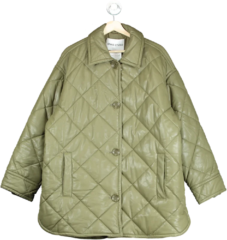 Stand Studio Green Nanna Jacket UK 8 Belted Wool Overcoat