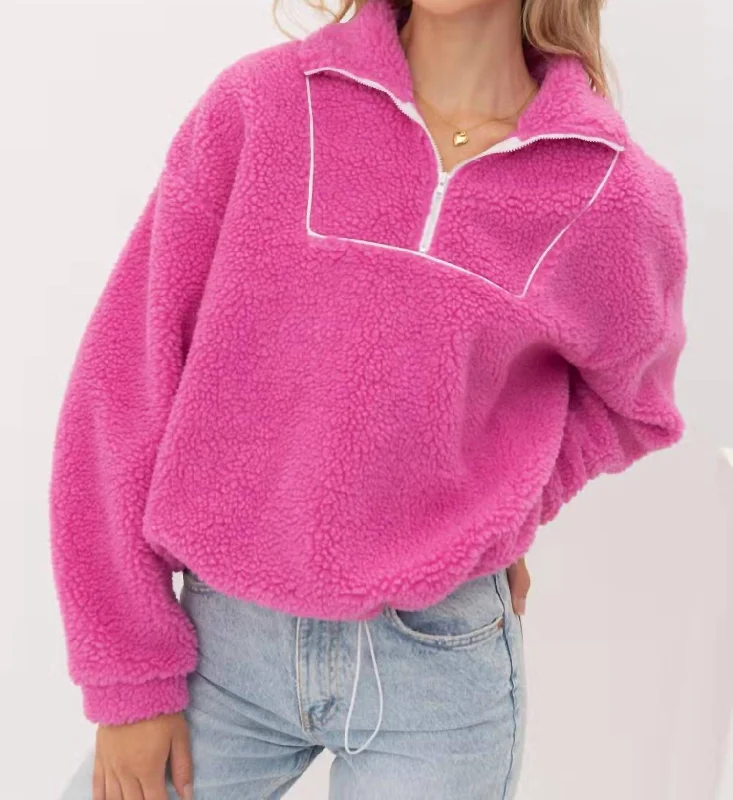 Take Your Time Sherpa Pullover In Pink Fitted Jacket Loose Jacket Oversized Jacket