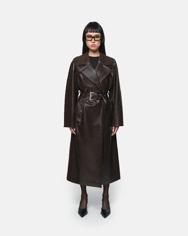 Tate Trench Java Puff Shoulder Coat