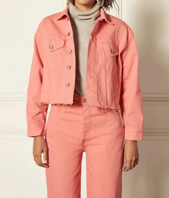 The Harvey Crop Jacket In Pretty In Pink Chenille Fabric Brocade Fabric Lace Fabric