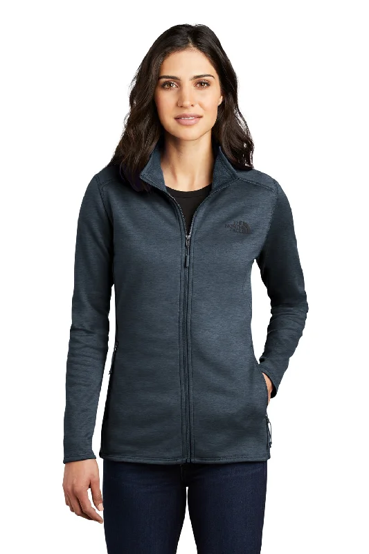 The North Face Womens Skyline Full Zip Fleece Jacket - Heather Urban Navy Blue Sleeveless Puffer Vest The North Face Womens Skyline Full Zip Fleece Jacket - Heather Urban Navy Blue Sleeveless Puffer Vest
