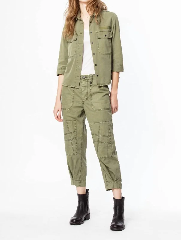 Toast Mili Jacket In Kaki Zippered Front Buttoned Front Snap Front
