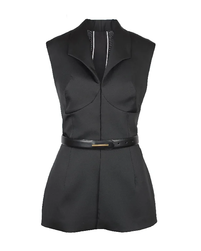 Tux Corset Vest Sleek Leather Jacket