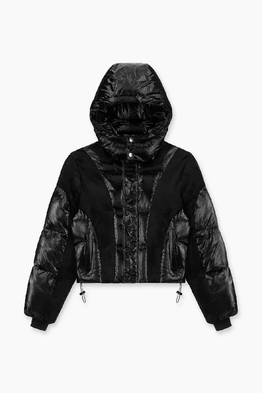 VEYA MINI PUFFER JACKET | BLACK Casual Denim Jacket
