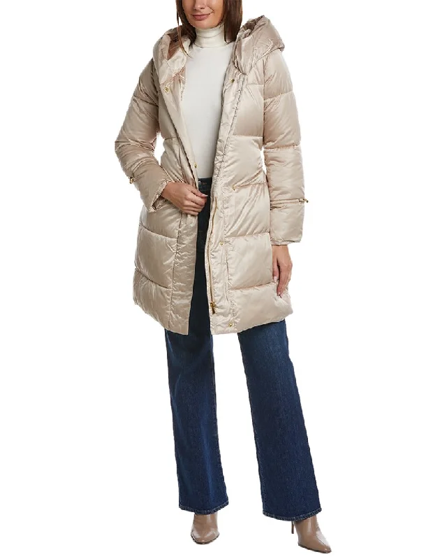 Via Spiga Pillow Collar Belted Coat Bomber Jacket Anorak Windbreaker