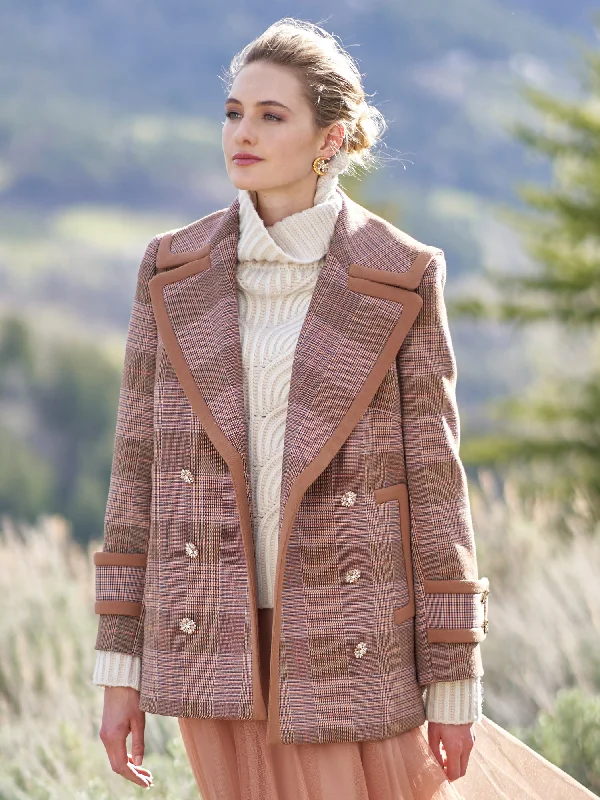 Vida Check Peacoat Front Pockets Side Pockets Patch Pockets