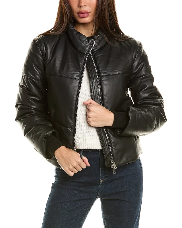 Walter Baker Lorenza Leather Jacket Tiered Jacket Buttoned Jacket Zippered Jacket
