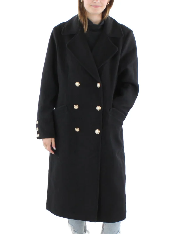 Womens Collar Wool Wool Coat Ribbed Jacket Pleated Jacket Ruffled Jacket