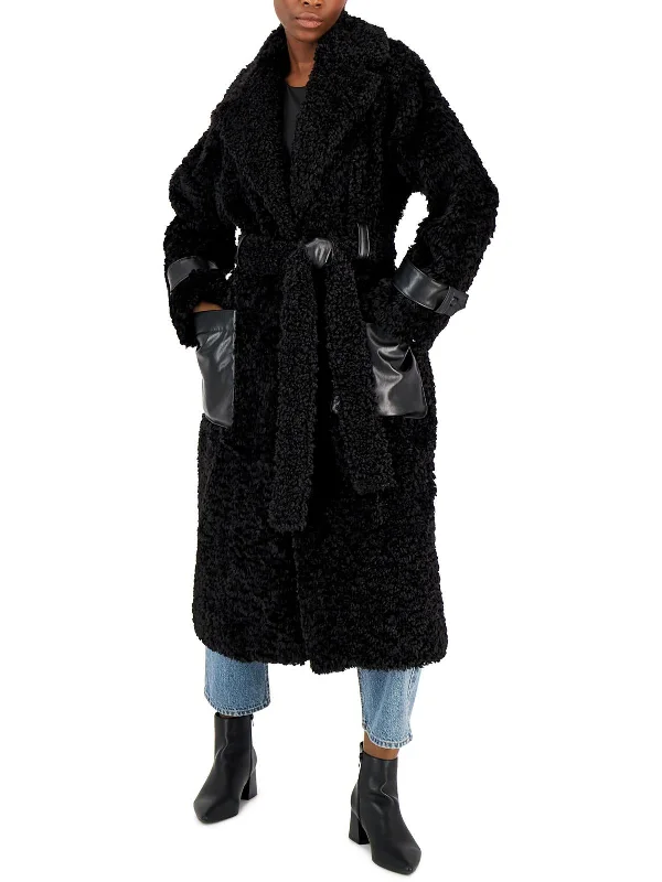 Womens Faux Shearling Long Coat Fleece Jacket Down Jacket Feather Jacket