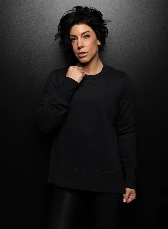 WOMEN'S FOREVER CREWNECK - BLACK Elegant Wool Jacket