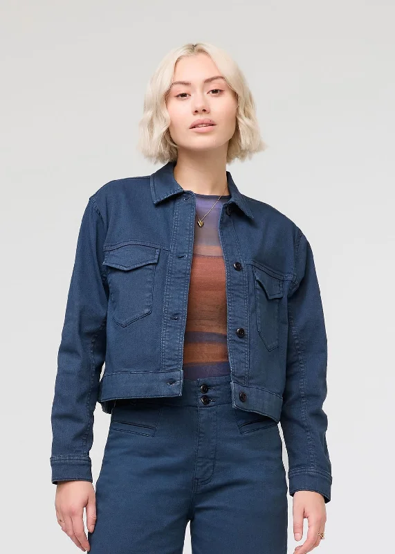 LuxTwill Trucker Jacket Luxe Satin Long Coat