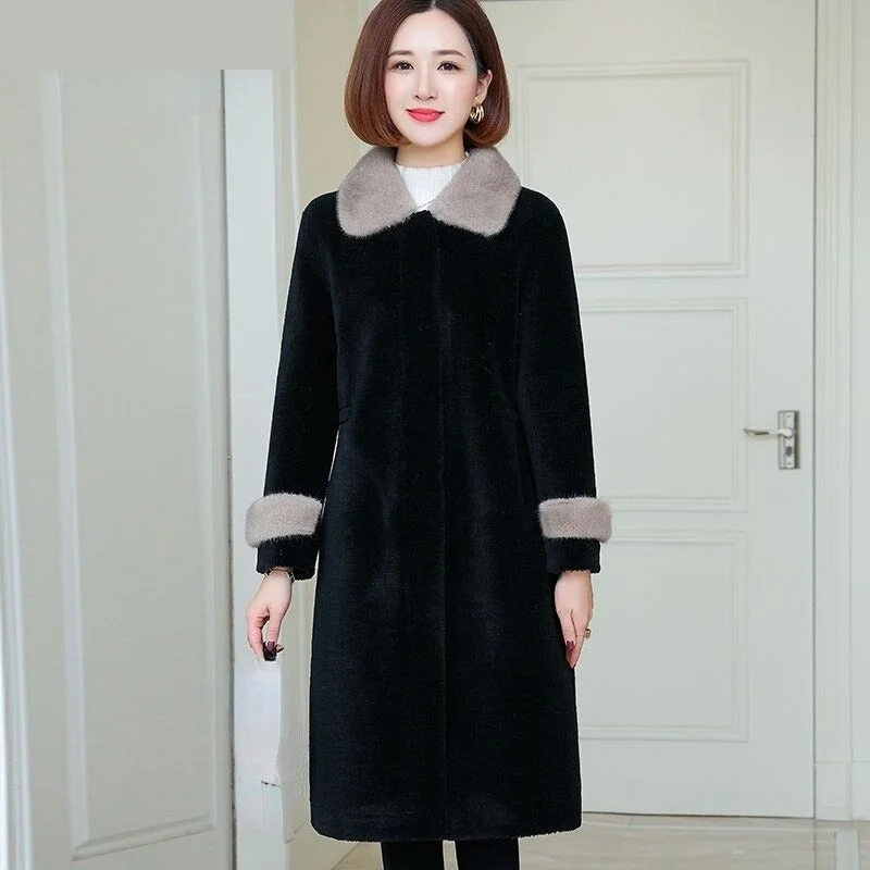 Women's Winter Style Mink Fur Turn Down Collar Long Coat Jacket Striped Jacket Polka Dot Jacket Floral Jacket Women's Winter Style Mink Fur Turn Down Collar Long Coat Jacket Striped Jacket Polka Dot Jacket Floral Jacket