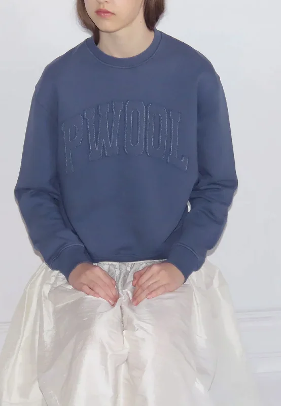 1 Kiss Crewneck - Navy Hoodie with Snap Buttons Easy Quick