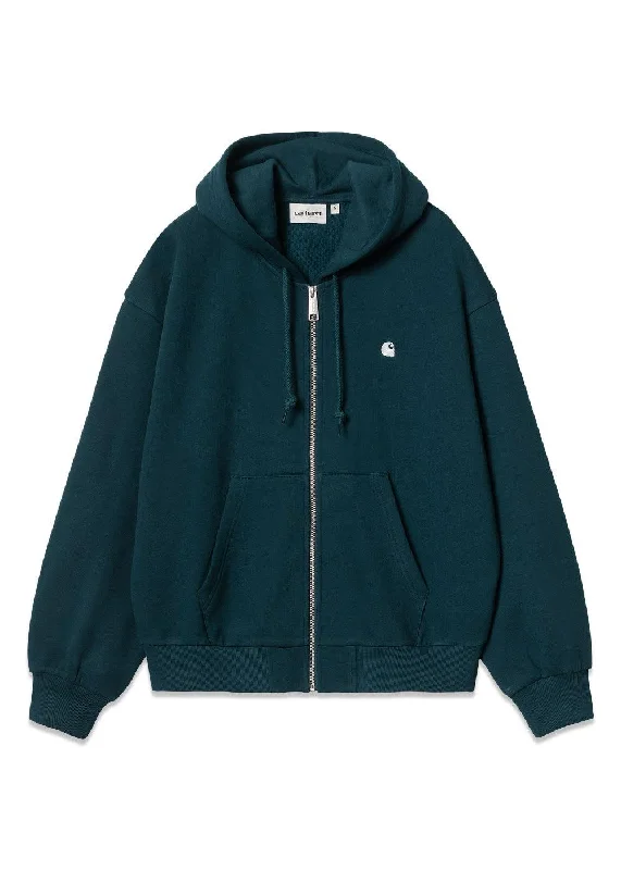 W Hooded Casey Jacket - Duck Blue / Silver Hoodie with Ribbed Neckline Snug Warm