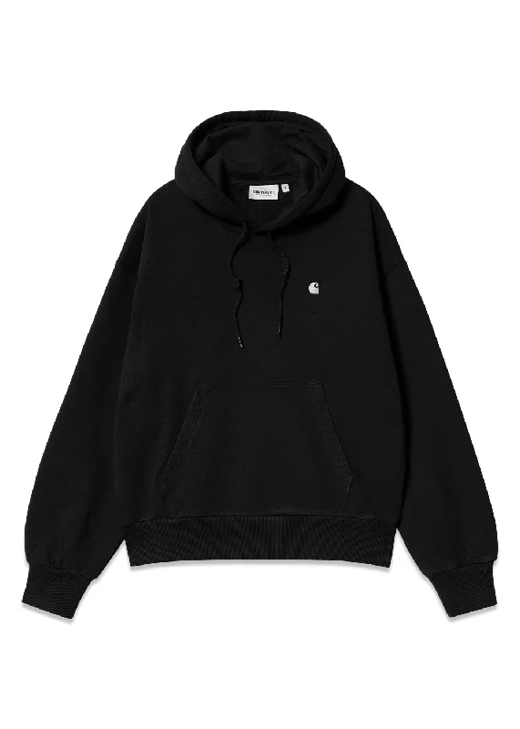 W Hooded Casey Sweatshirt - Black / Silver Hoodie with High Neck Warm Protective