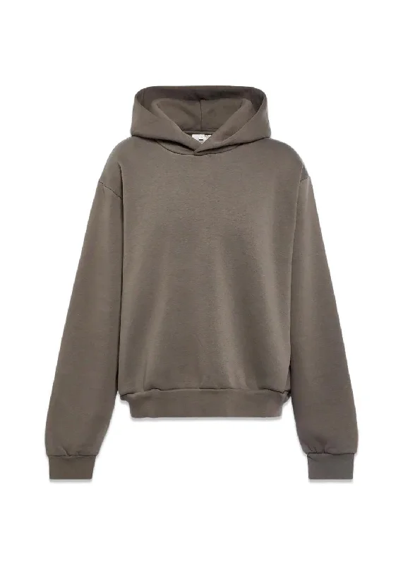 FN-UX-SWEA000013 - Mud Grey Hoodie with Zipper Placket Modern Functional