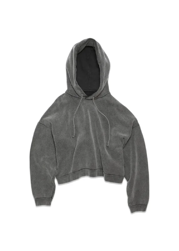 FN-UX-SWEA000019 - Faded Black Hoodie with Toggle Buttons Decorative Unique