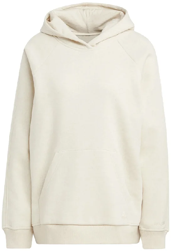 Adidas Womens All SZN Fleece Boyfriend Hoodie Ecru Tint Mel Hoodie with Raw Hem Edgy Unfinished Adidas Womens All SZN Fleece Boyfriend Hoodie Ecru Tint Mel Hoodie with Raw Hem Edgy Unfinished