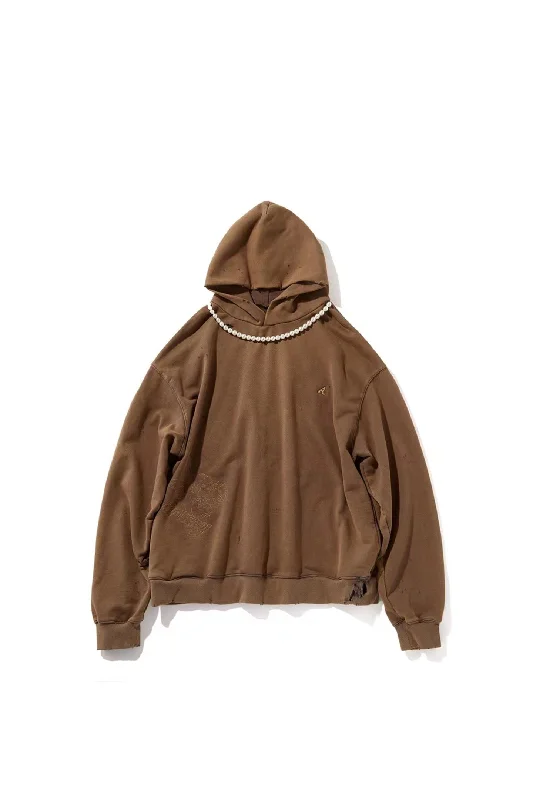 AINTSHY Pearl Hoodie Hoodie with Distressed Vintage Worn