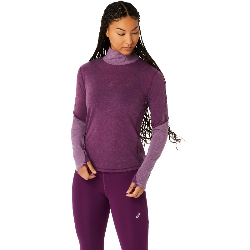 Asics Metarun Mock Neck Long-Sleeve Womens Top Hoodie with Distressed Vintage Worn