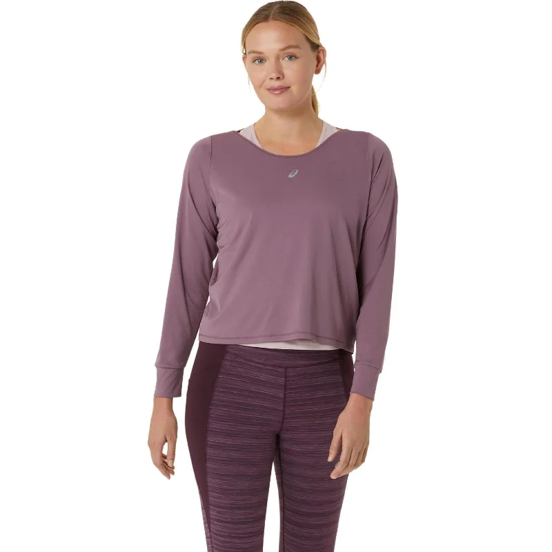 Asics Nagino™ Womens 2-in-1 Style Running Top Hoodie with Front Slit Layering Stylish