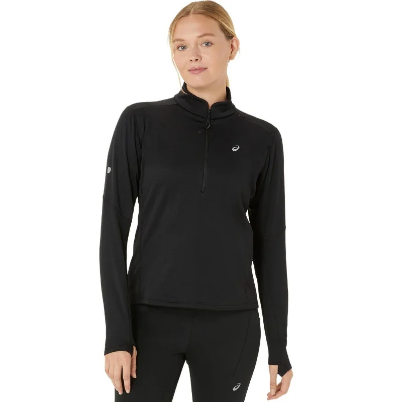 Asics Road Winter Womens 1/2 Zip Long Sleeved Mid Layer Top Hoodie with Double Zipper Versatile Adjustable