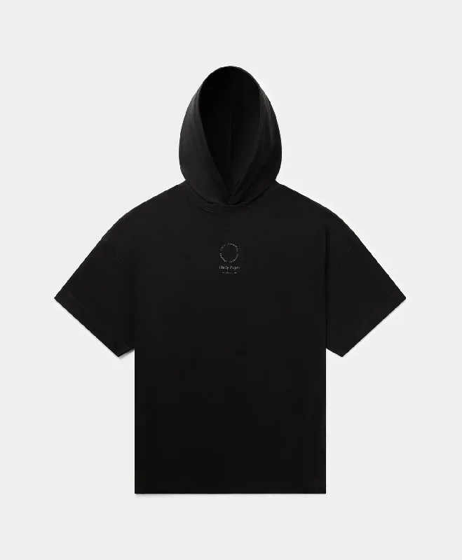 Black Faya Pillars Hoodie Hoodie with High-Low Hem Asymmetrical Trendy