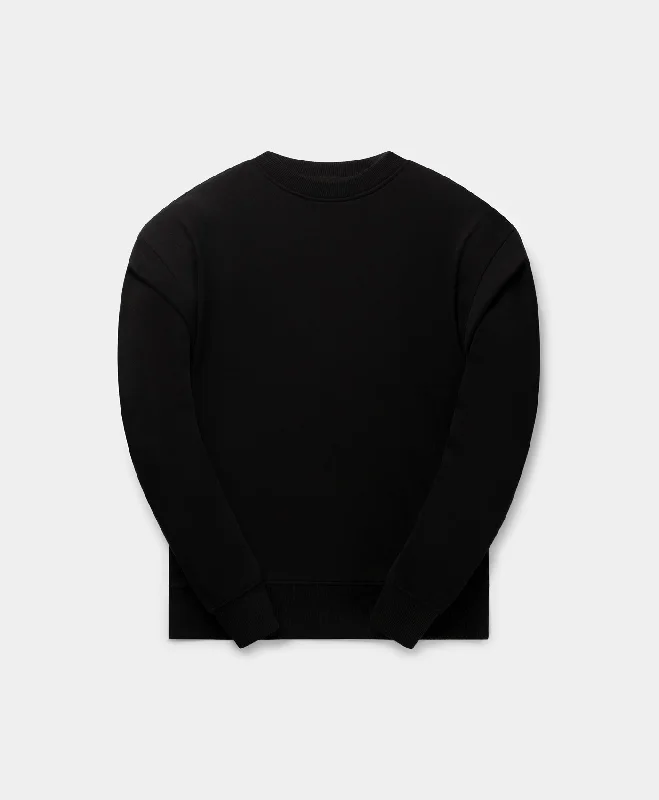Black Ragla Sweater Hoodie with Crew Neck Simple Timeless