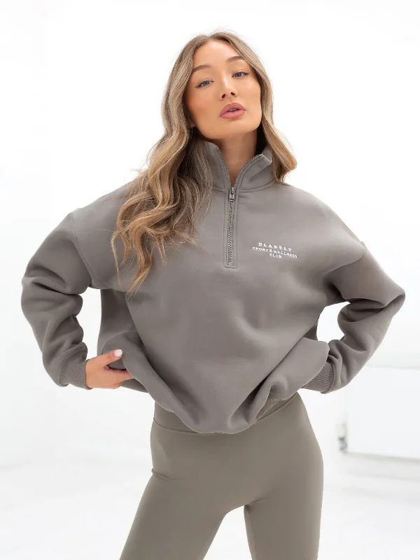 Ultimate 1/4 Zip Jumper - Safari Green Hoodie with Front Slit Layering Stylish