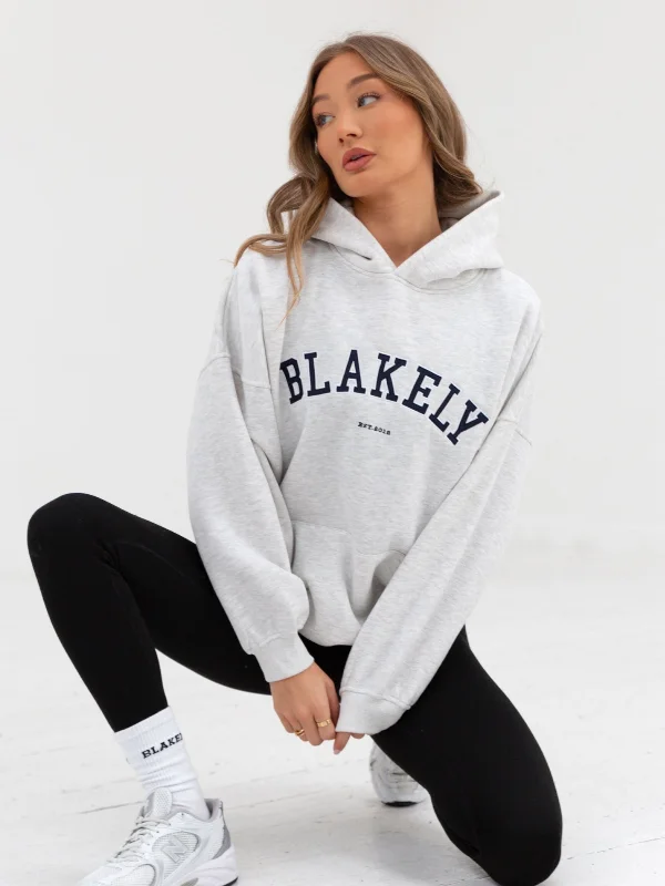 Varsity Oversized Hoodie - Marl White Hoodie with Lace Feminine Delicate